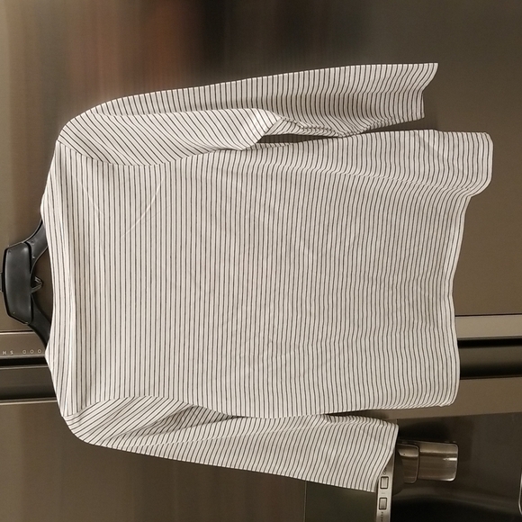 💕CINQ A SEPT💕 Boatneck Striped Graphic Tee ~ BONJOUR Black & White Small S NWT - Picture 2 of 10